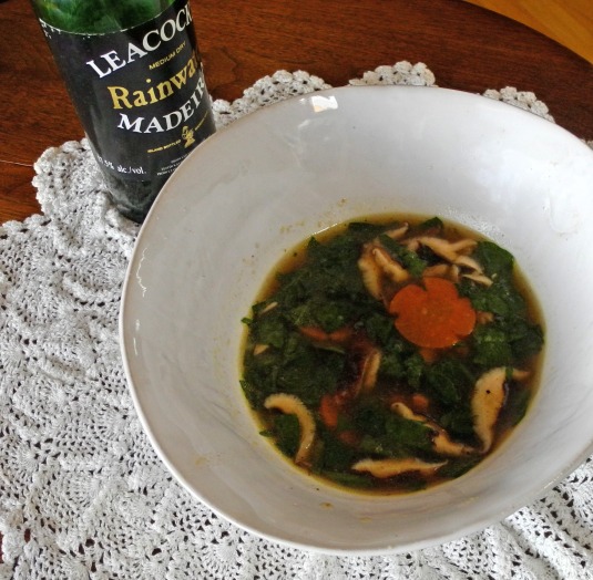 Adela's shitake and spinach party soup